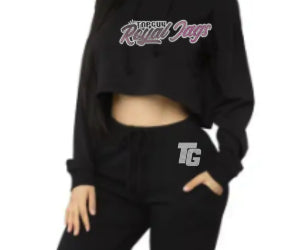 Open image in slideshow, Crop Hoodie and Jogger set with Rhinestones
